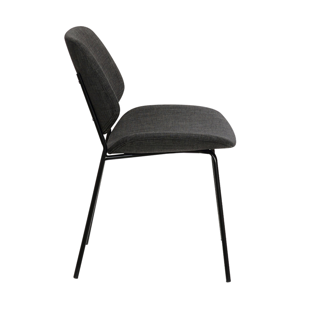 Metal Body Dining Chair With Curved Fabric Seat And Backrest Set Of 2Gray By Benzara | Dining Chairs | Modishstore - 3