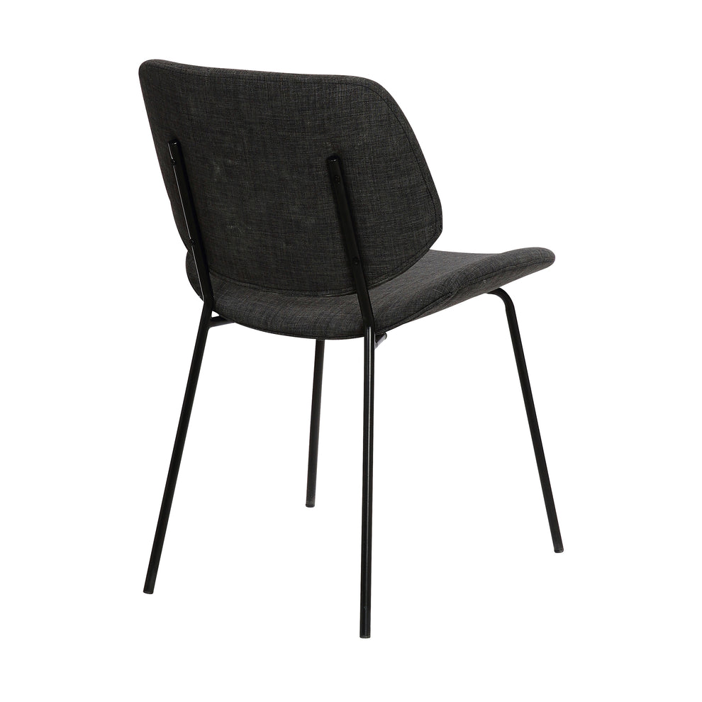 Metal Body Dining Chair With Curved Fabric Seat And Backrest Set Of 2Gray By Benzara | Dining Chairs | Modishstore - 4