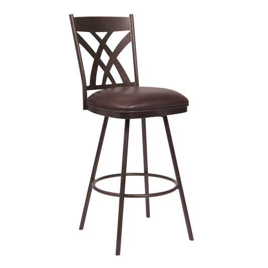 Counter Height Metal Swivel Bar Stool With Leatherette Seat Brown By Benzara | Bar Stools & Tables | Modishstore