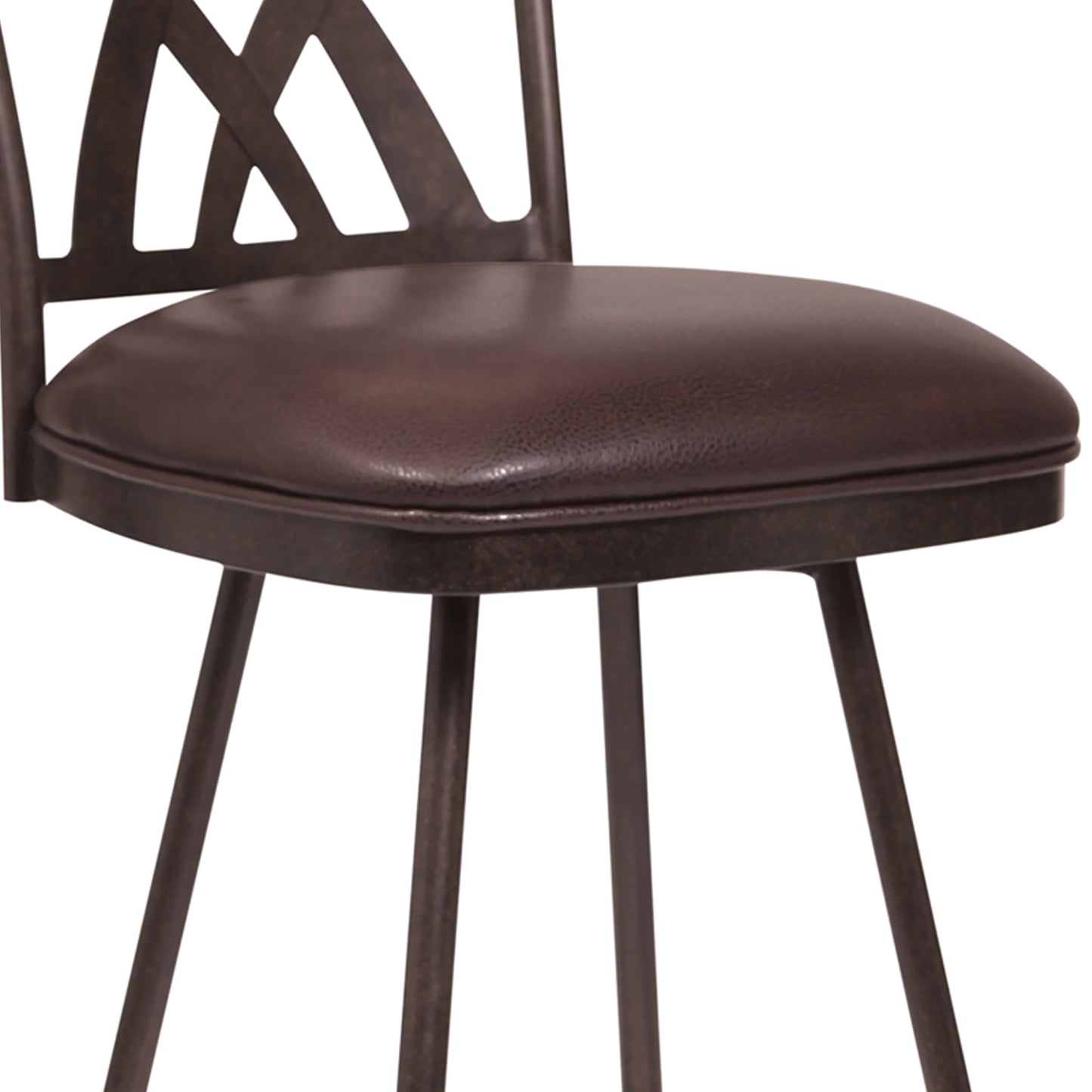 Counter Height Metal Swivel Bar Stool With Leatherette Seat Brown By Benzara | Bar Stools & Tables | Modishstore - 3