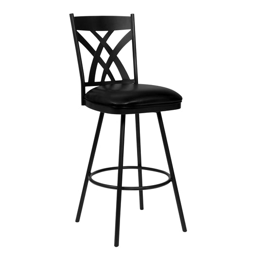 Counter Height Metal Swivel Bar Stool With Leatherette Seat Black By Benzara | Bar Stools & Tables | Modishstore