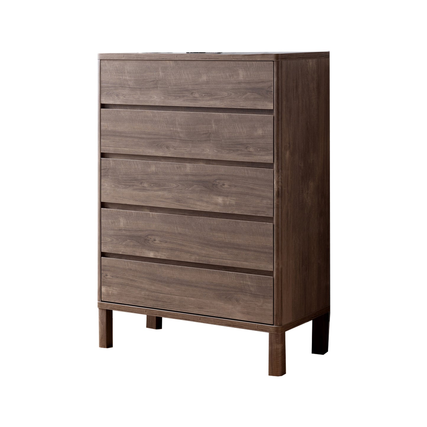 Grained Wooden Frame Chest With 5 Drawers And Straight Legs, Hazelnut Brown By Benzara | Cabinets |  Modishstore 