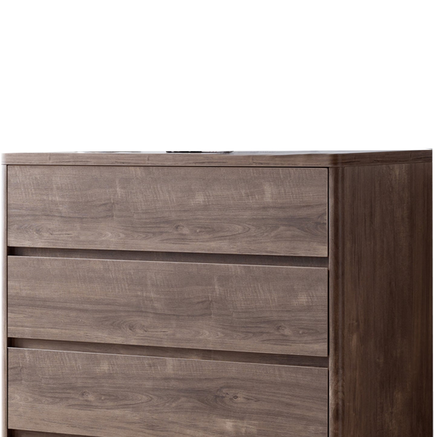 Grained Wooden Frame Chest With 5 Drawers And Straight Legs, Hazelnut Brown By Benzara | Cabinets |  Modishstore  - 4