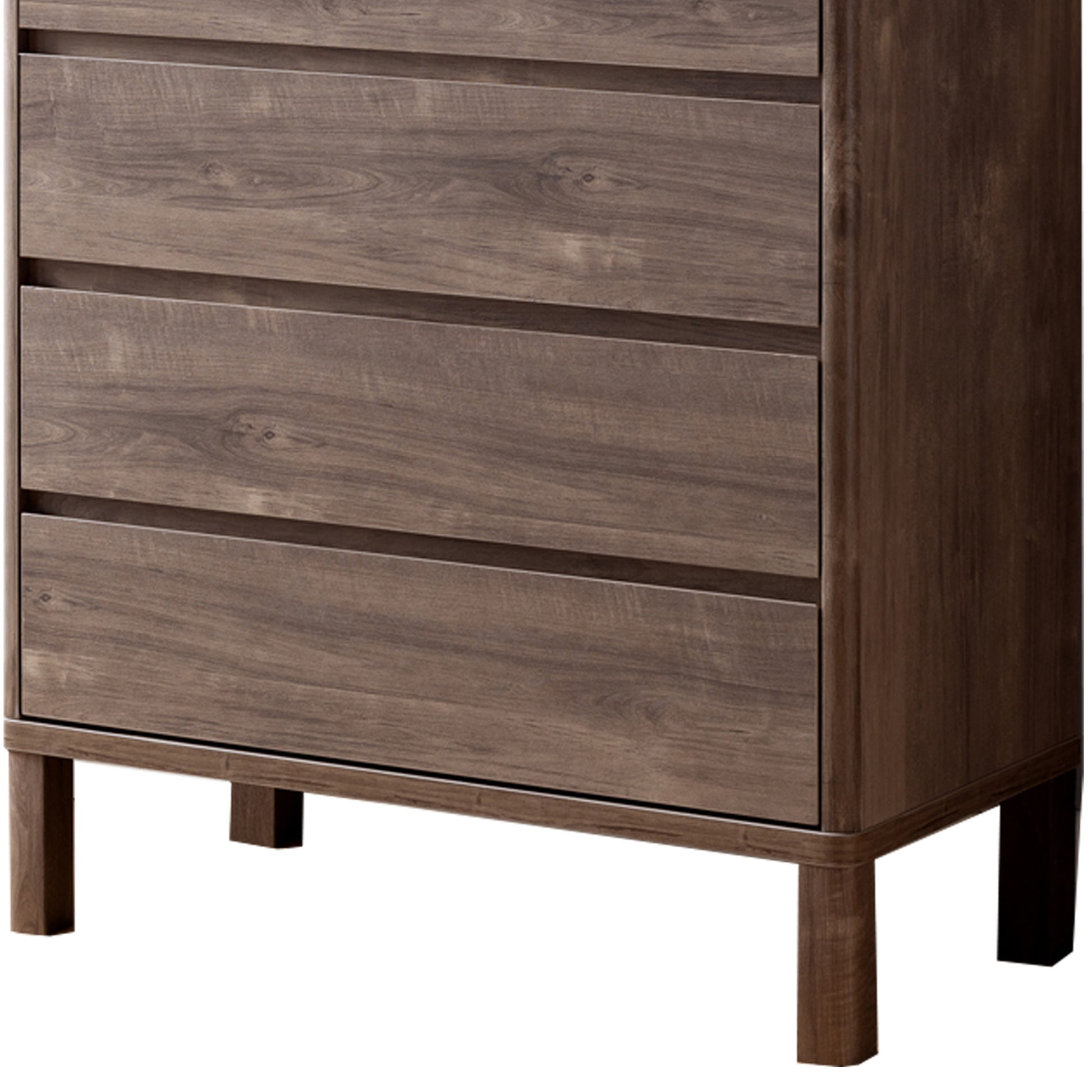 Grained Wooden Frame Chest With 5 Drawers And Straight Legs, Hazelnut Brown By Benzara | Cabinets |  Modishstore  - 3
