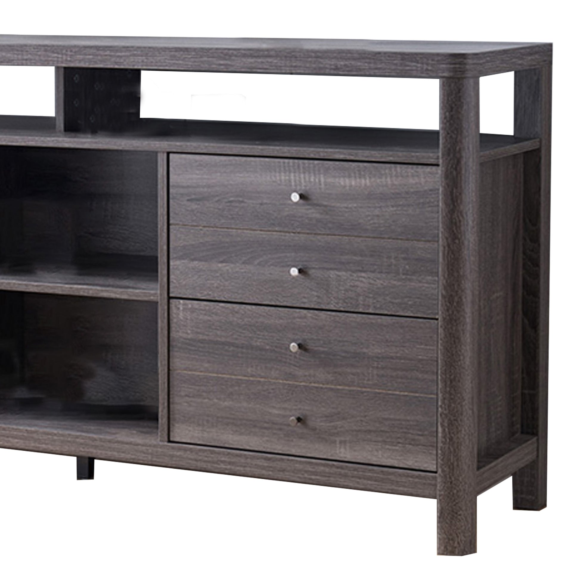Wooden Frame Buffet With 4 Drawers And 4 Open Compartments, Gray By Benzara | Sideboards | Modishstore - 4