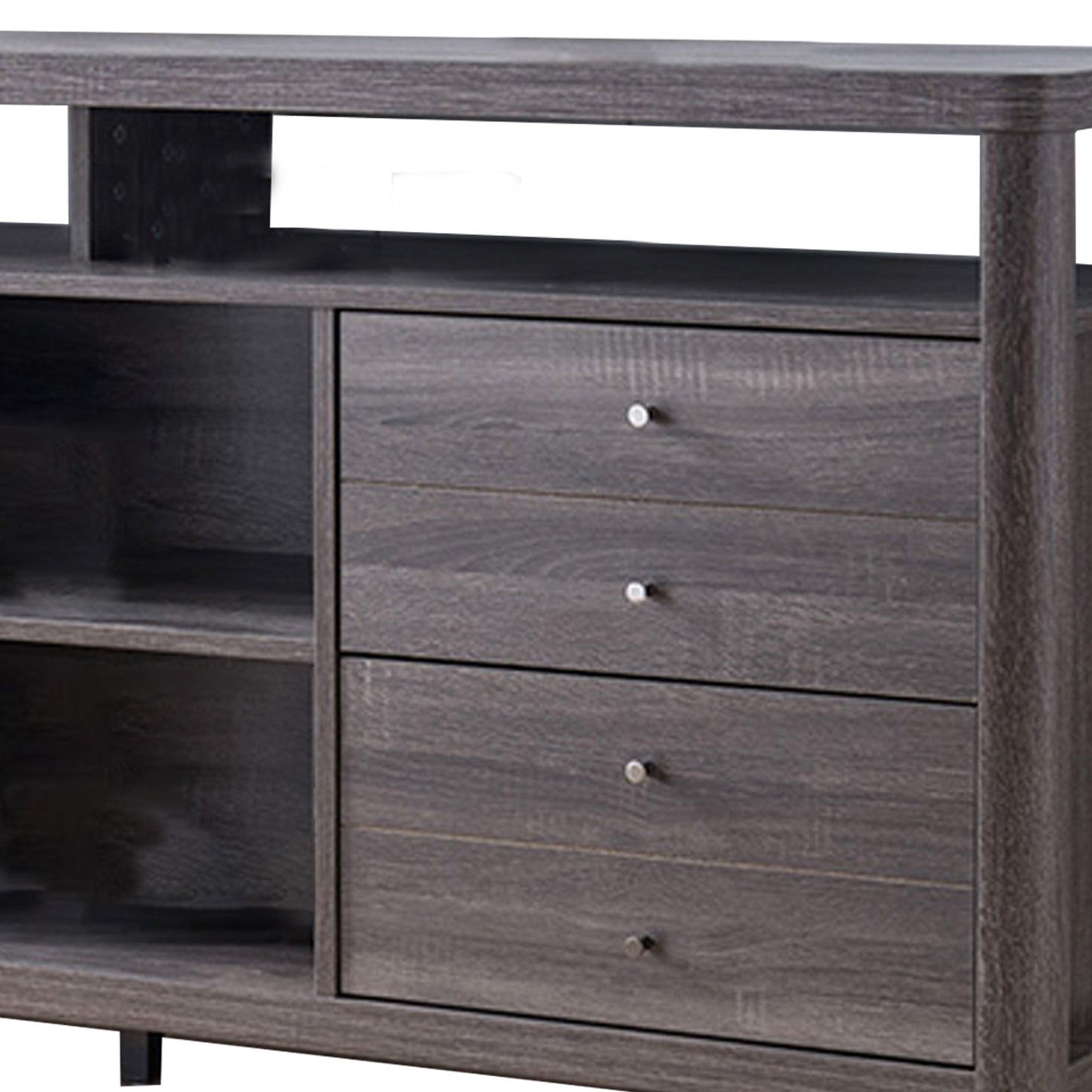 Wooden Frame Buffet With 4 Drawers And 4 Open Compartments, Gray By Benzara | Sideboards | Modishstore - 3