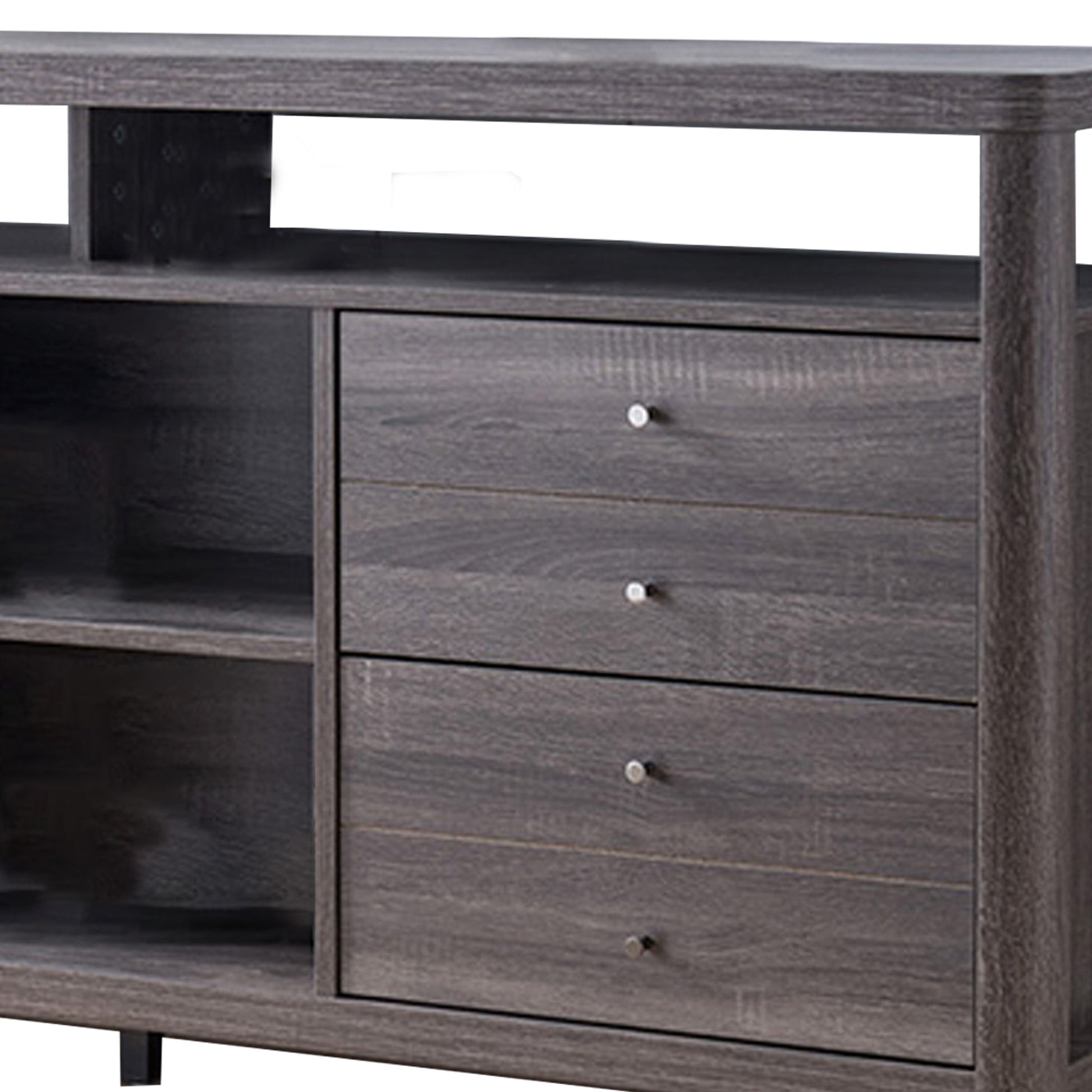 Wooden Frame Buffet With 4 Drawers And 4 Open Compartments, Gray By Benzara | Sideboards | Modishstore - 3