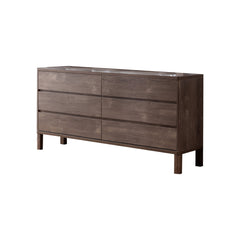 Wooden Frame Dresser With 6 Drawers And Straight Legs, Hazelnut Brown By Benzara