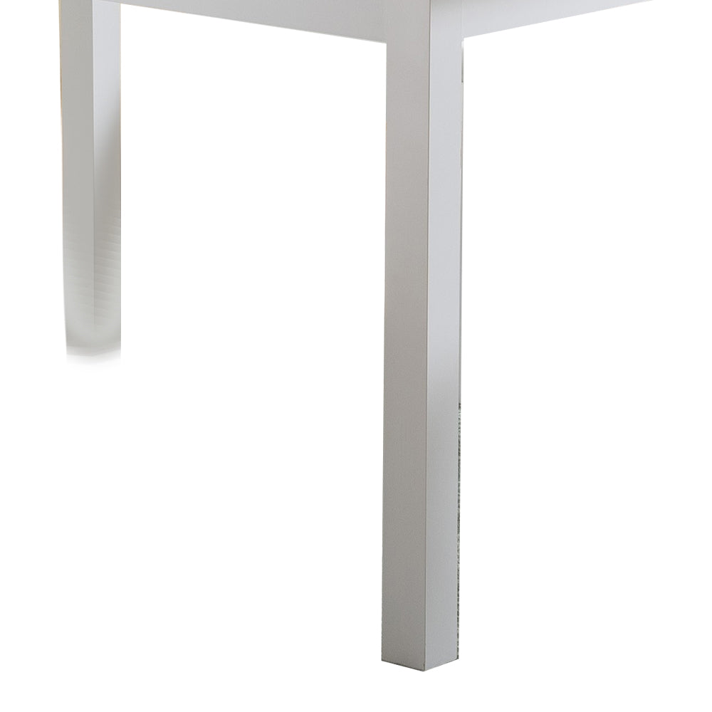 Rectangular Wooden Frame Dining Table With Straight Legs, Glossy White By Benzara | Dining Tables | Modishstore - 4