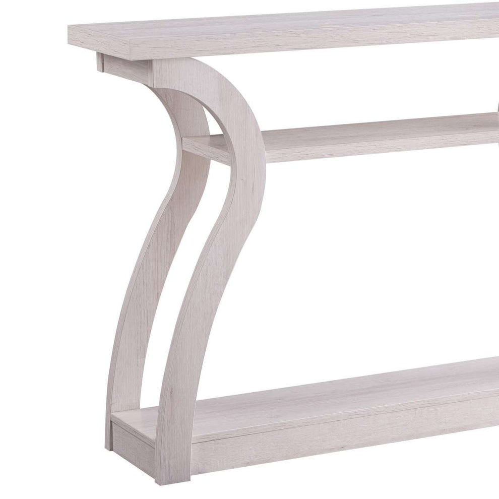 Rectangular Top Wooden Frame Console Table With 2 Bottom Shelves, Off White By Benzara | Console Tables |  Modishstore  - 2