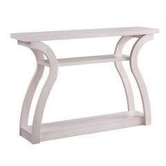 Rectangular Top Wooden Frame Console Table With 2 Bottom Shelves, Off White By Benzara