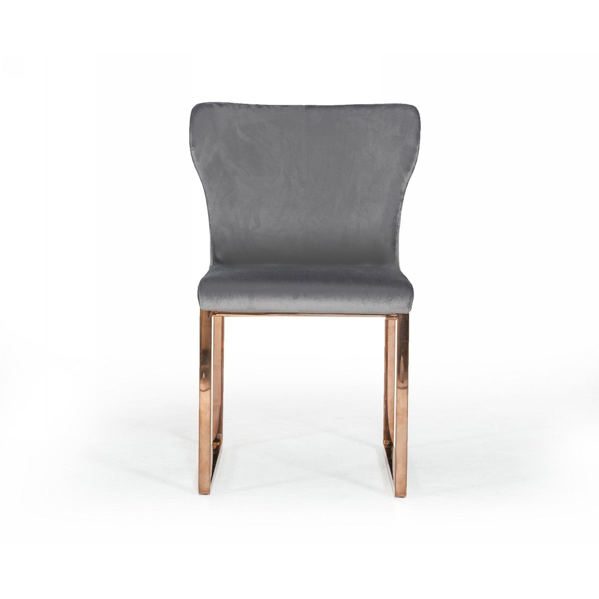 High Wing Back Metal Armless Dining Chair With Sled Base Gray And Rosegold By Benzara | Dining Chairs | Modishstore - 2