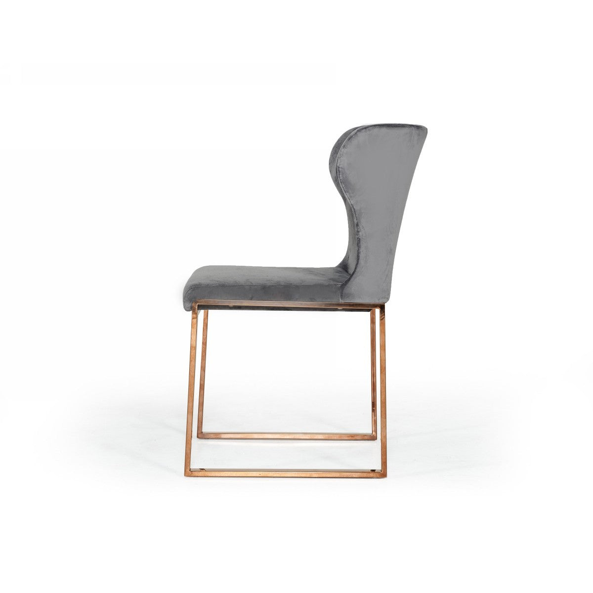 High Wing Back Metal Armless Dining Chair With Sled Base Gray And Rosegold By Benzara | Dining Chairs | Modishstore - 5