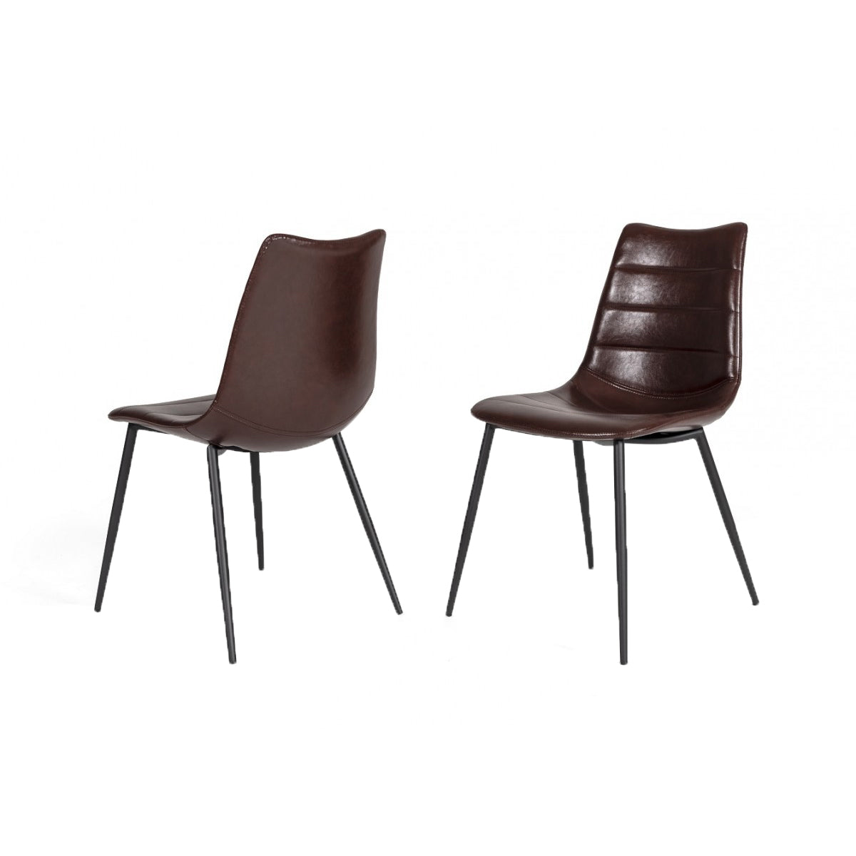 Leatherette Dining Chair With Horizontal Stitching Set Of 2 Brown By Benzara | Dining Chairs | Modishstore - 6