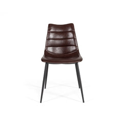 Leatherette Dining Chair With Horizontal Stitching Set Of 2 Brown By Benzara