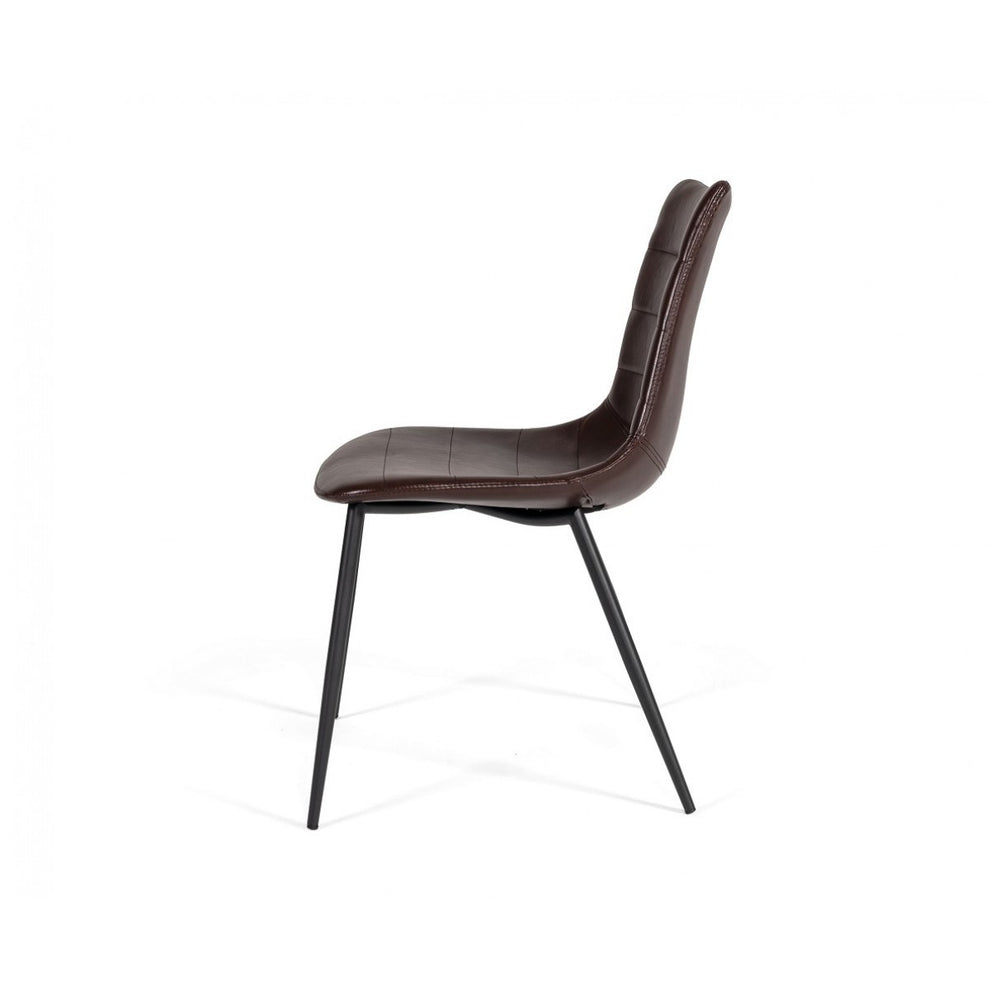Leatherette Dining Chair With Horizontal Stitching Set Of 2 Brown By Benzara | Dining Chairs | Modishstore - 3