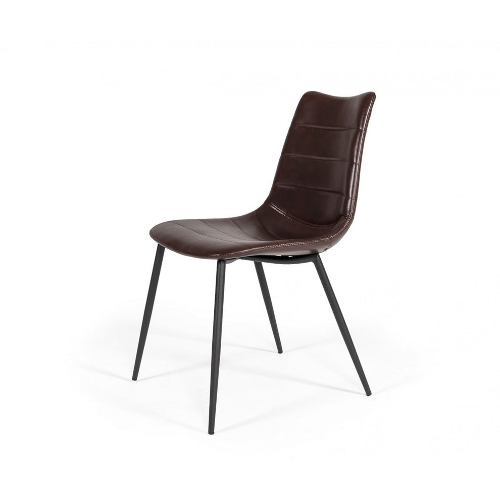 Leatherette Dining Chair With Horizontal Stitching Set Of 2 Brown By Benzara | Dining Chairs | Modishstore - 2