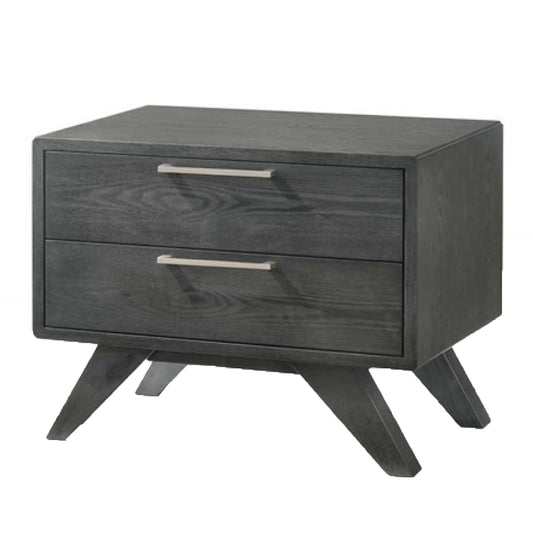 2 Drawer Wooden Nightstand With Slanted Tapered Legs Gray By Benzara | Nightstands | Modishstore