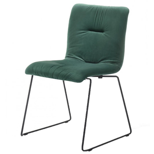 Fabric Tufted Metal Dining Chair With Sled Legs Support Set Of 2 Green By Benzara | Dining Chairs | Modishstore