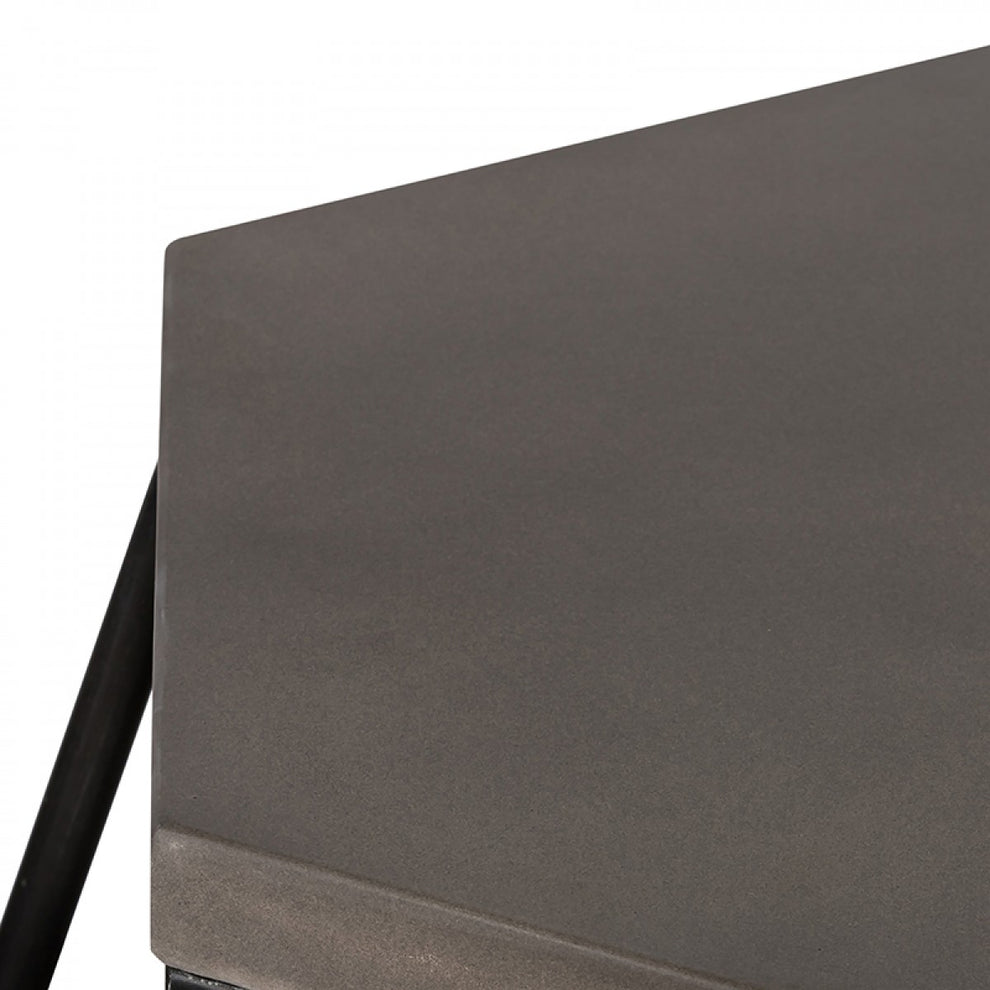 Hexagonal Concrete End Table With Metal Base Gray And Black By Benzara | End Tables | Modishstore - 4