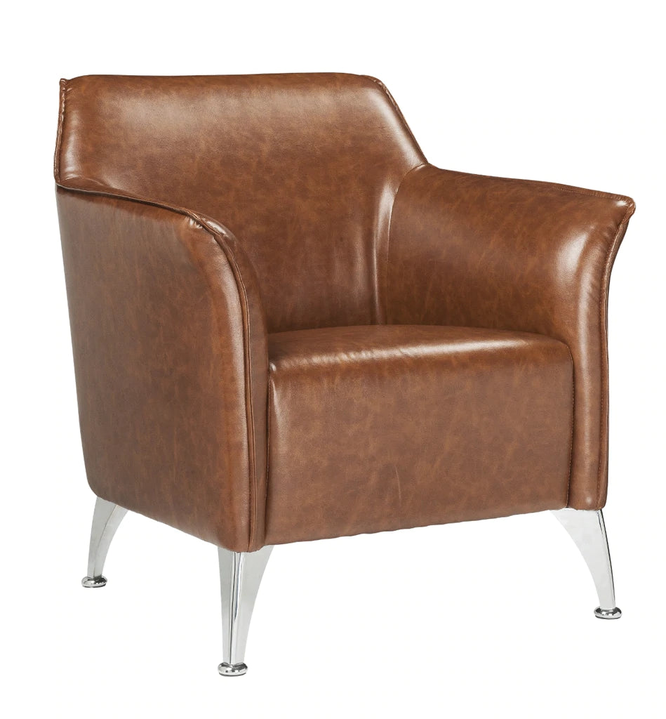 Leatherette Accent Chair With Track Armrest And Welt Trim Details, Brown By Benzara | Accent Chairs |  Modishstore  - 2