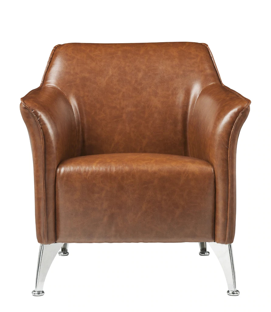 Leatherette Accent Chair With Track Armrest And Welt Trim Details, Brown By Benzara | Accent Chairs |  Modishstore 
