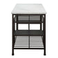 Marble Top Metal Kitchen Island With 2 Slated Shelves, Brown And White By Benzara | Sideboards |  Modishstore  - 4