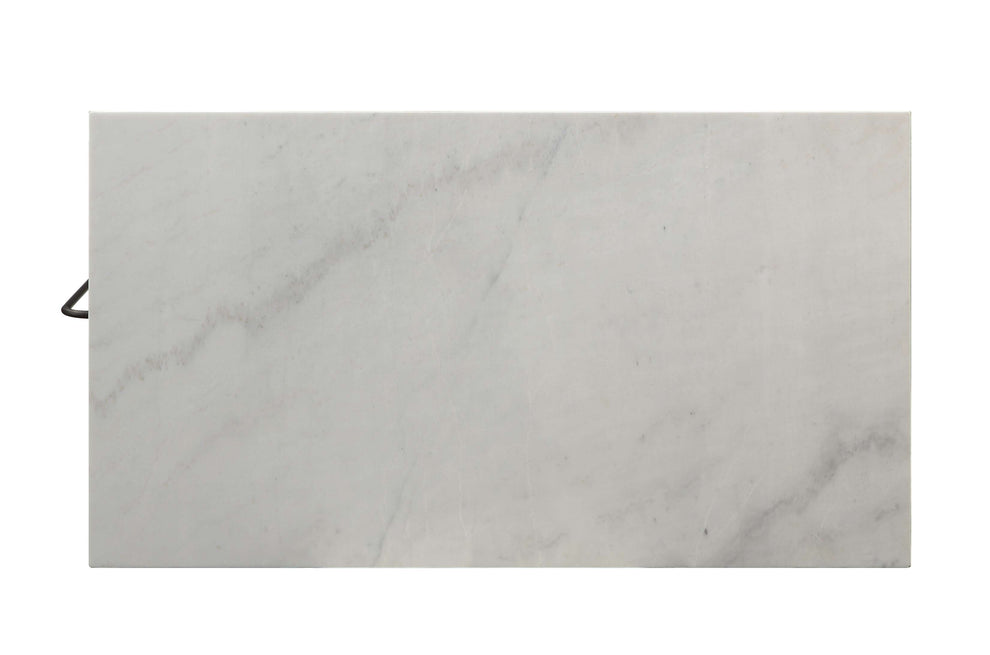 Marble Top Metal Kitchen Island With 2 Slated Shelves, Gray And White By Benzara | Sideboards |  Modishstore  - 3