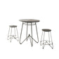 3 Piece Round Top Counter Height Set With Raised Metal Base, Oak Gray By Benzara | Bar Stools & Table |  Modishstore 