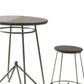 3 Piece Round Top Counter Height Set With Raised Metal Base, Oak Gray By Benzara | Bar Stools & Table |  Modishstore  - 4
