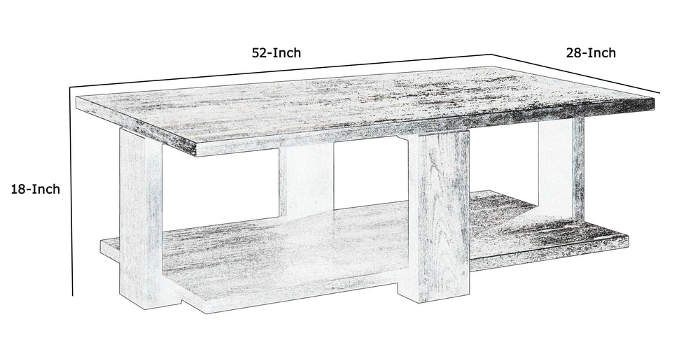 Contemporary Style Rectangular Coffee Table With Open Bottom Shelf, Brown By Benzara | Coffee Tables |  Modishstore  - 2