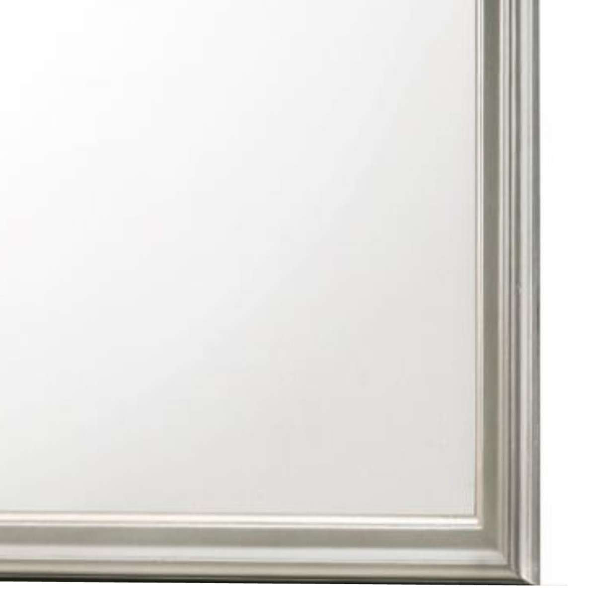 Rectangular Molded Wooden Frame Dresser Top Mirror, Antique Silver - Bm215167 By Benzara | Dressers |  Modishstore  - 2