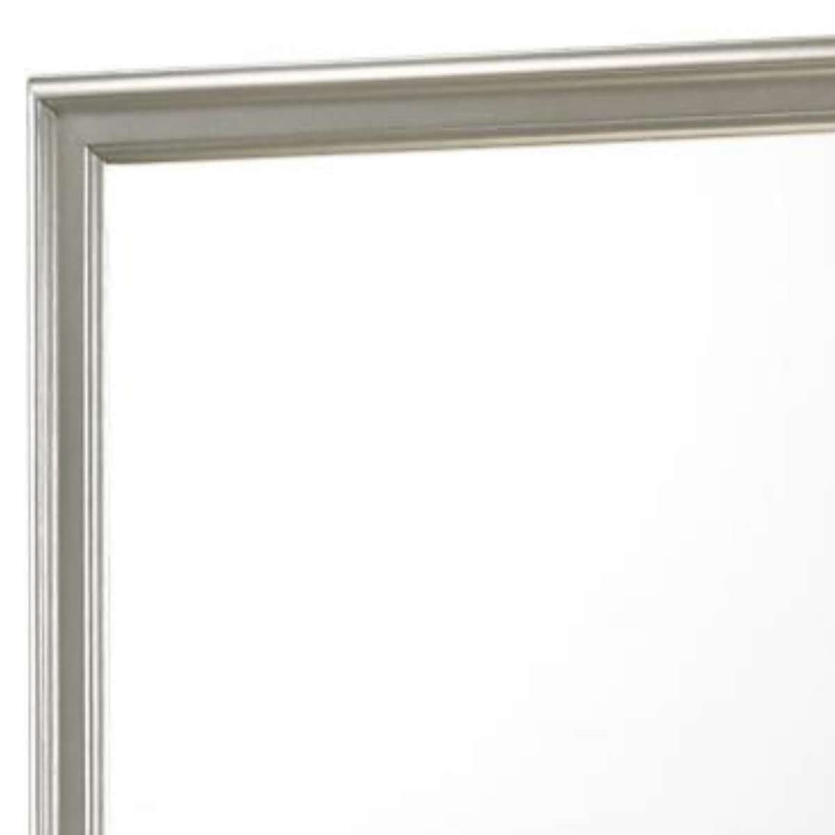 Rectangular Molded Wooden Frame Dresser Top Mirror, Antique Silver - Bm215167 By Benzara | Dressers |  Modishstore  - 3