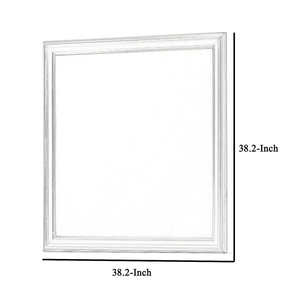 Rectangular Molded Wooden Frame Dresser Top Mirror, Antique Silver - Bm215167 By Benzara | Dressers |  Modishstore  - 5