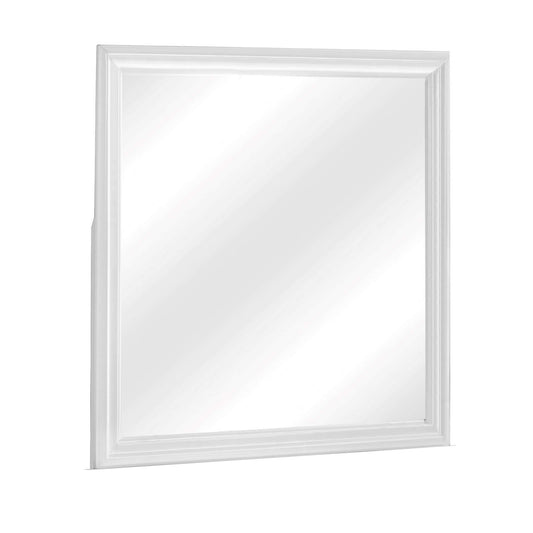 Rectangular Molded Wooden Frame Dresser Top Mirror, White And Silver By Benzara | Mirrors |  Modishstore 