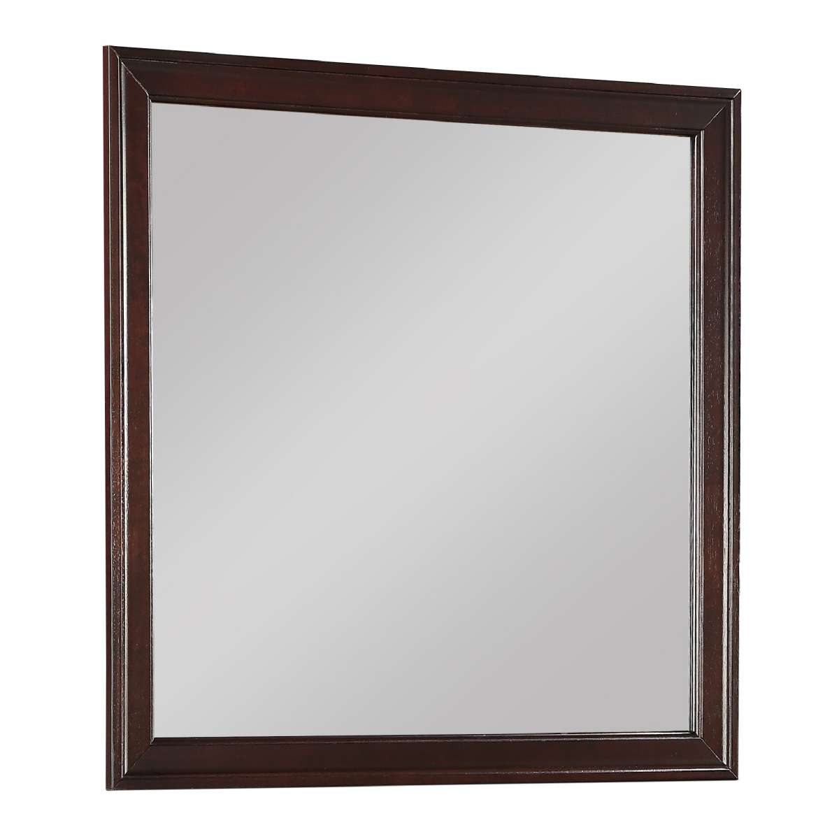 Rectangular Molded Wooden Frame Dresser Top Mirror, Cherry Brown And Silver - Bm215171 By Benzara | Dressers |  Modishstore 
