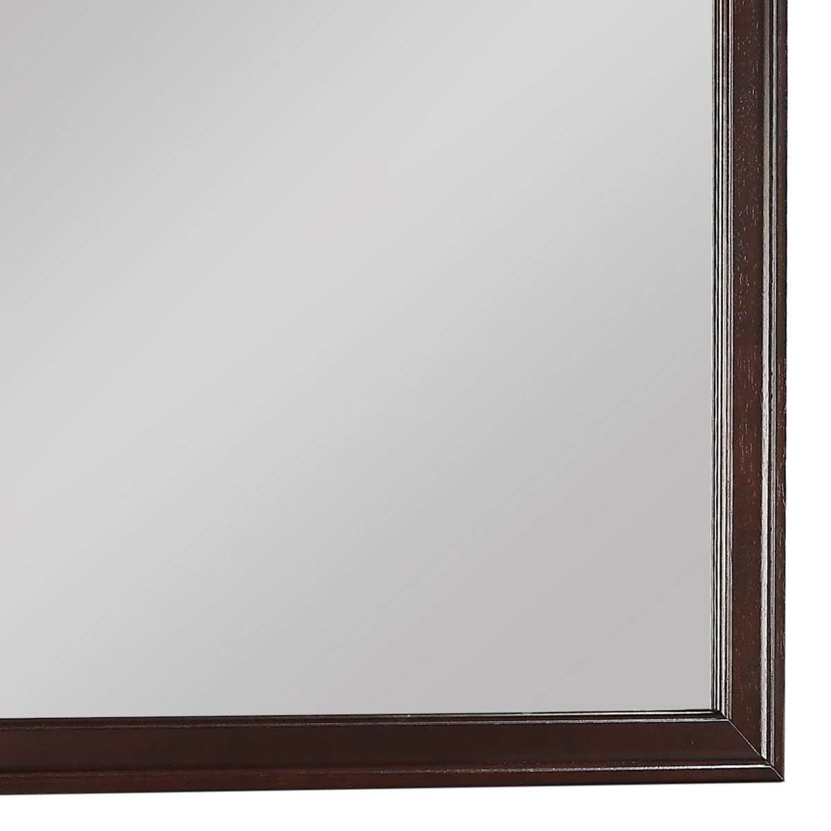 Rectangular Molded Wooden Frame Dresser Top Mirror, Cherry Brown And Silver - Bm215171 By Benzara | Dressers |  Modishstore  - 2