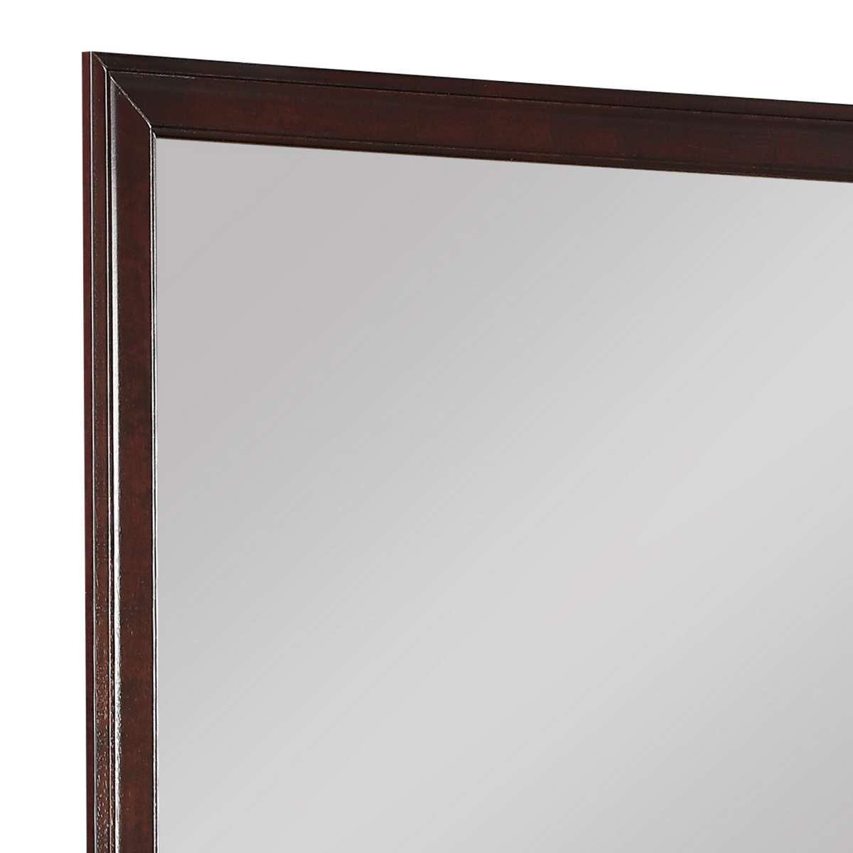Rectangular Molded Wooden Frame Dresser Top Mirror, Cherry Brown And Silver - Bm215171 By Benzara | Dressers |  Modishstore  - 3