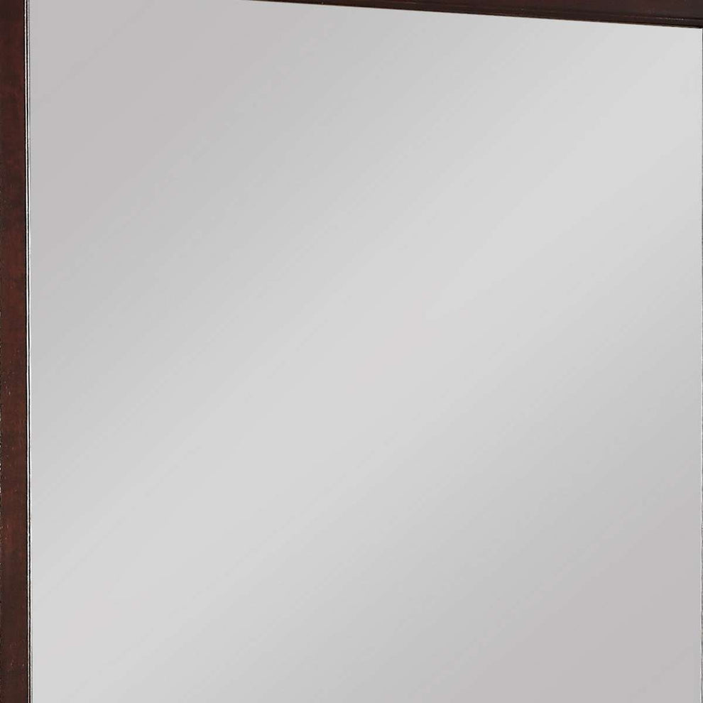 Rectangular Molded Wooden Frame Dresser Top Mirror, Cherry Brown And Silver - Bm215171 By Benzara | Dressers |  Modishstore  - 4