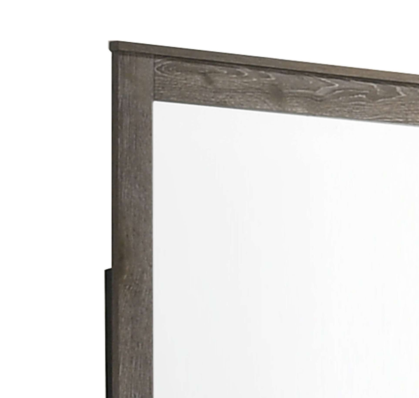 Rectangular Grained Wooden Frame Dresser Mirror, Brown And Silver By Benzara | Dressers |  Modishstore  - 5