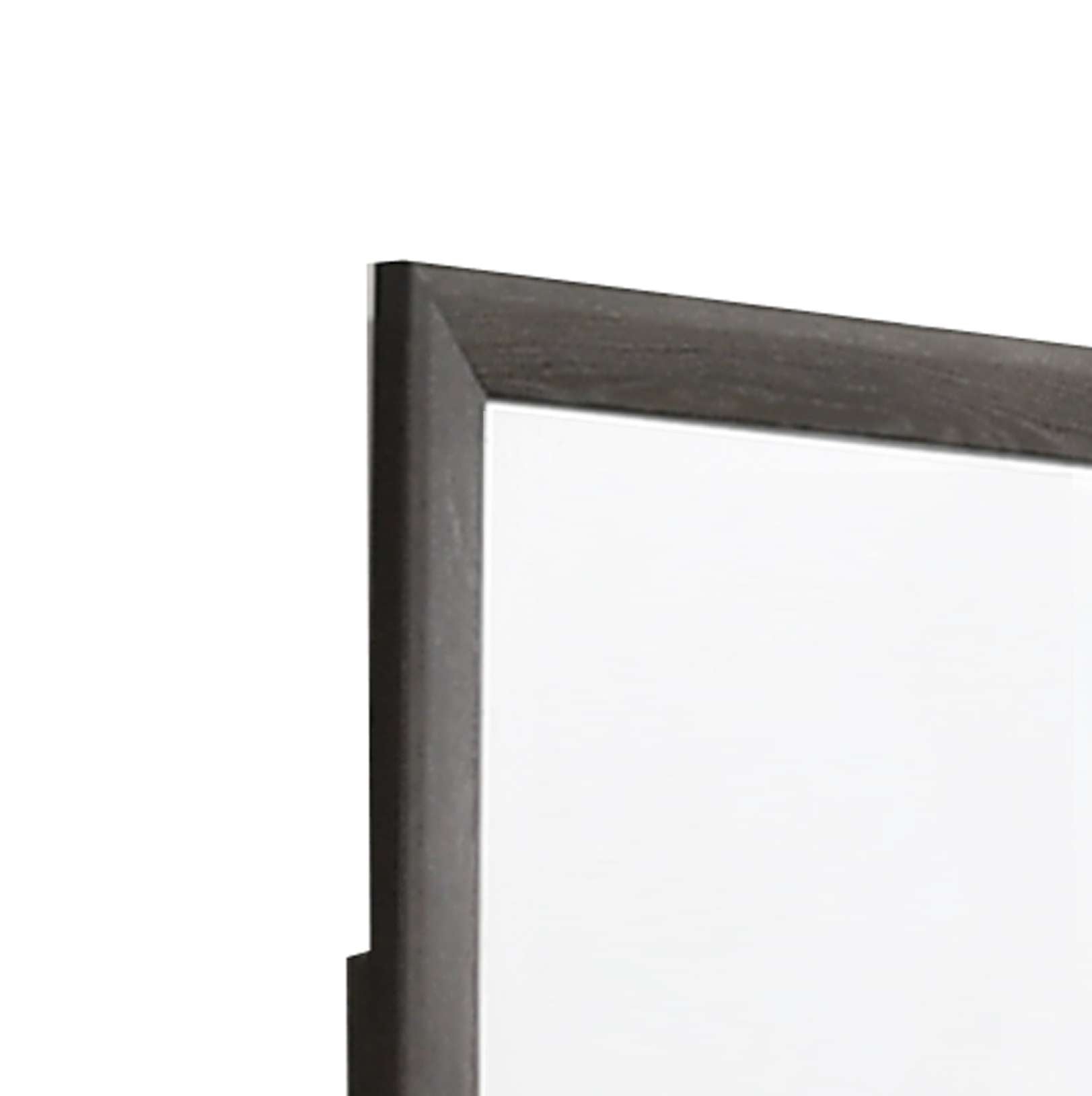 Rectangular Grained Wooden Frame Dresser Top Mirror, Brown And Silver By Benzara | Mirrors |  Modishstore  - 5