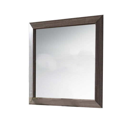 Rectangular And Bulged Wooden Frame Dresser Top Mirror, Brown And Silver By Benzara | Mirrors |  Modishstore 