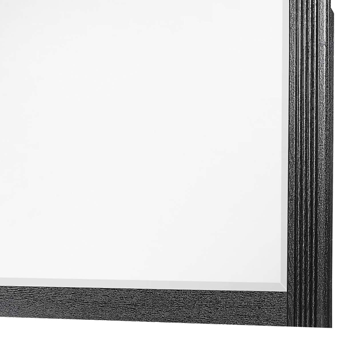 Rectangular Wooden Dresser Top Mirror With Ribbed Design, Black And Silver - Bm215187 By Benzara | Dressers |  Modishstore  - 2
