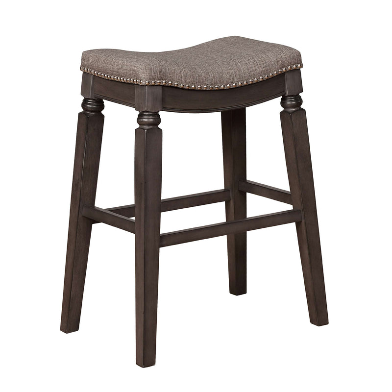 Nailhead Fabric Upholstered Counter Stool With Saddle Seat, Set Of 2, Gray - Bm215191 By Benzara | Bar Stools & Table |  Modishstore 