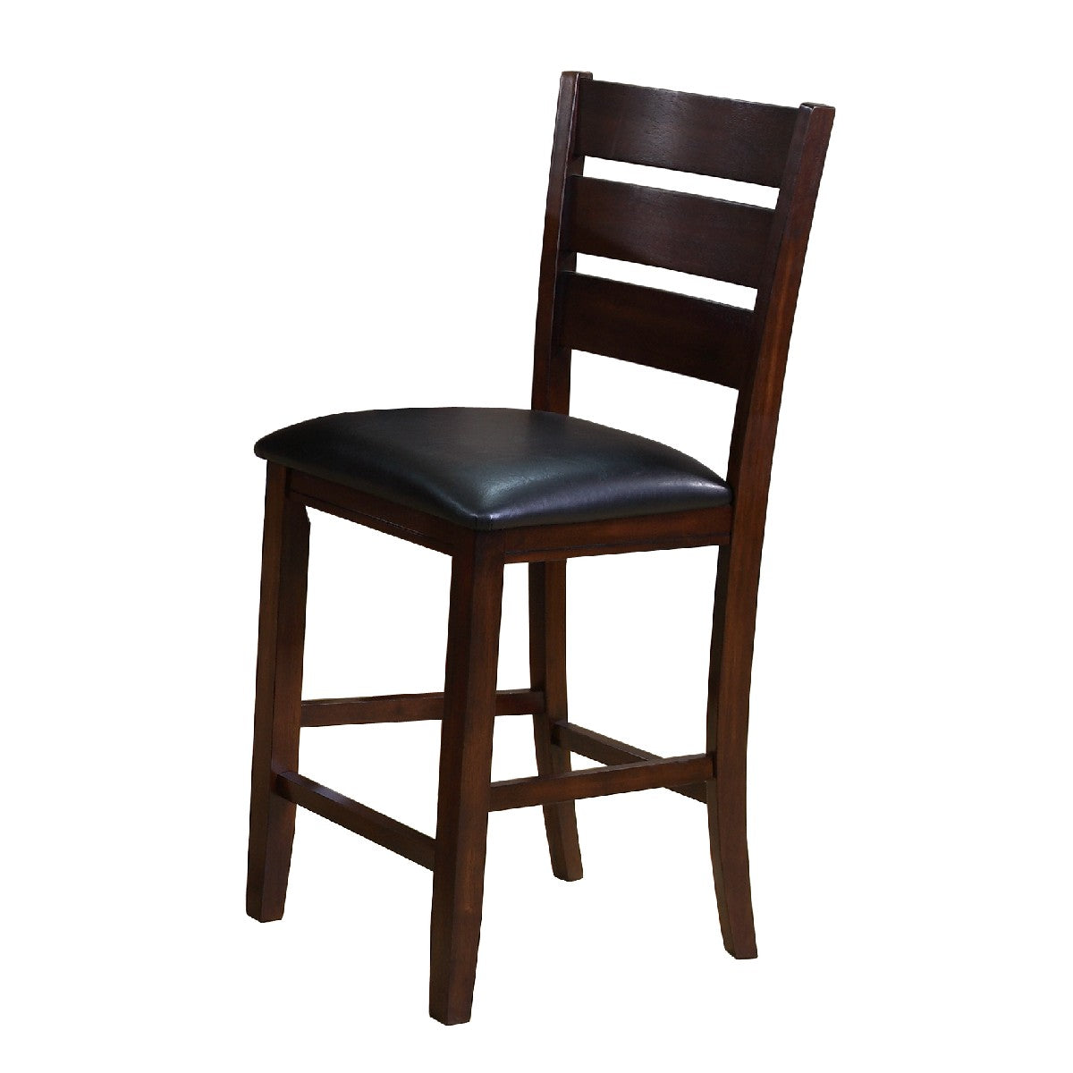 Leatherette Wooden Counter Chair With Ladder Back, Set Of 2, Brown - Bm215201 By Benzara | Accent Chairs | Modishstore