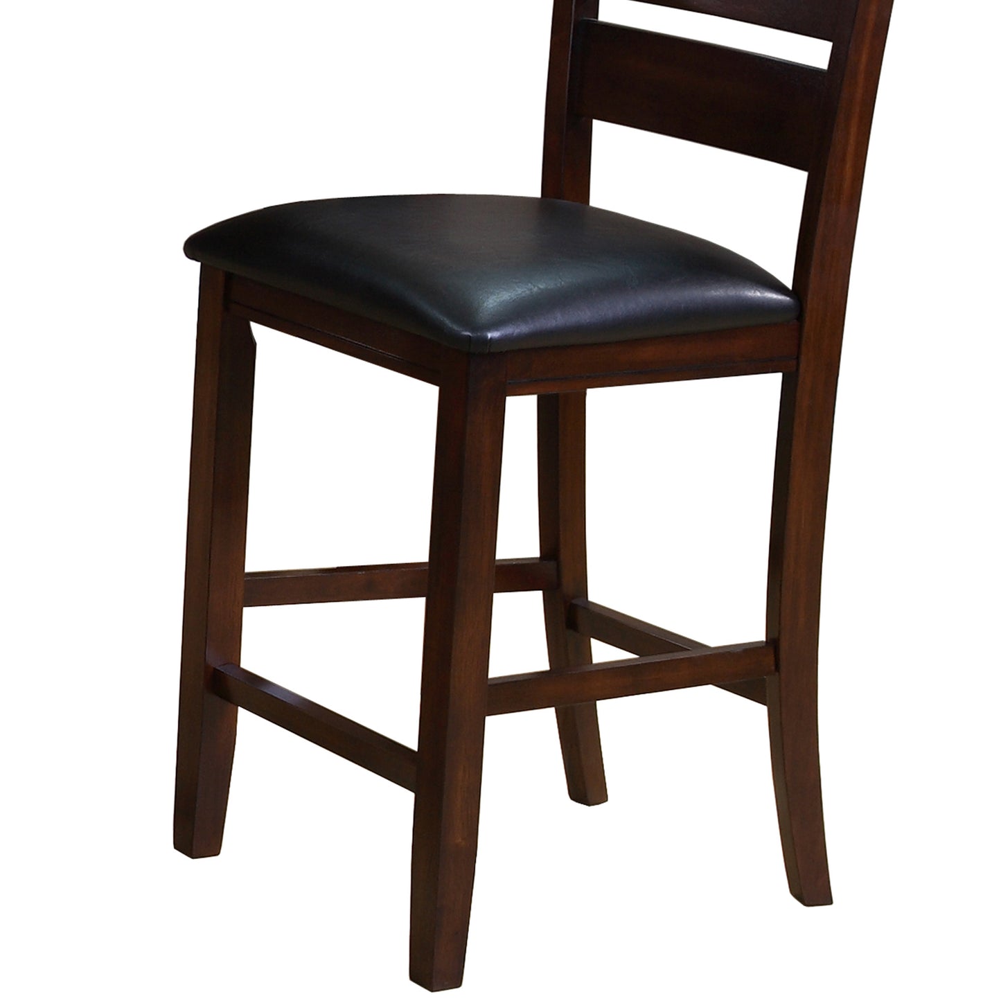 Leatherette Wooden Counter Chair With Ladder Back, Set Of 2, Brown - Bm215201 By Benzara | Accent Chairs | Modishstore - 2