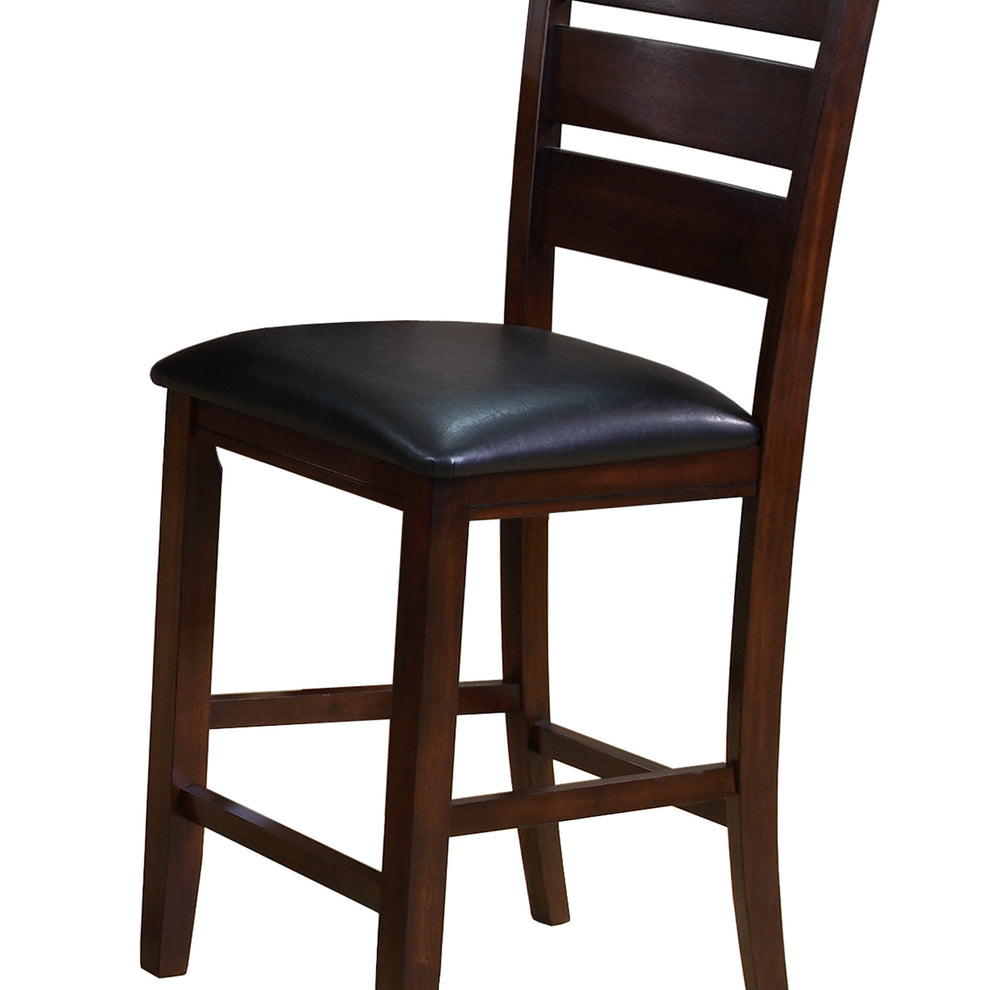 Leatherette Wooden Counter Chair With Ladder Back, Set Of 2, Brown - Bm215201 By Benzara | Accent Chairs | Modishstore - 4