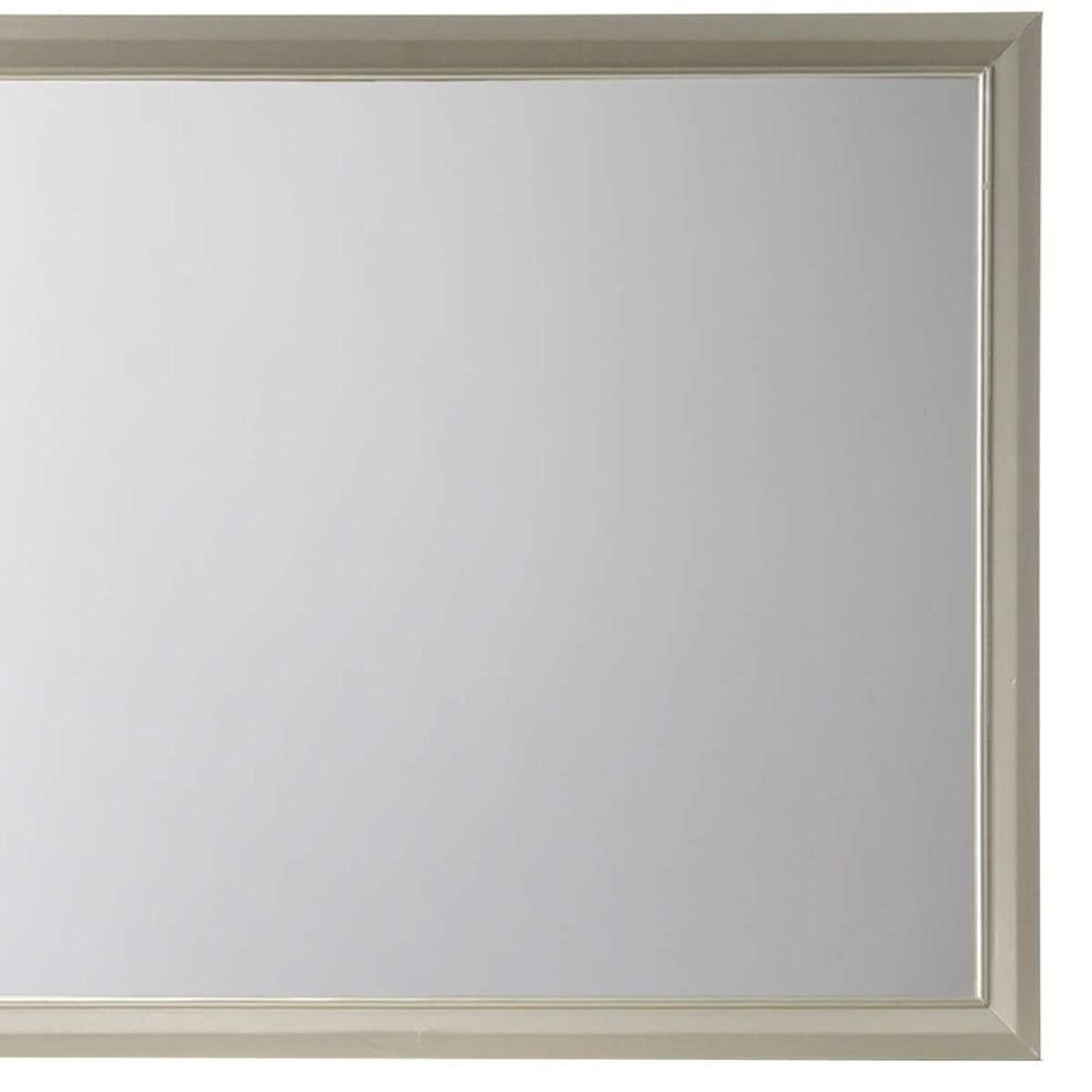 Rectangular Wood Encased Dresser Top Mirror, Champagne Silver - Bm215211 By Benzara | Mirrors |  Modishstore  - 2