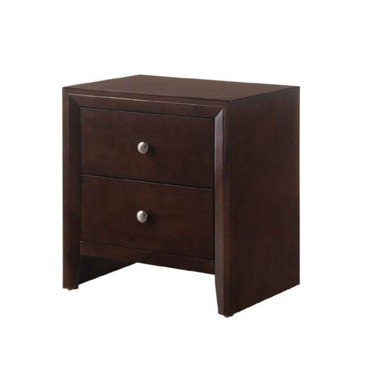 Grained Wooden Nightstand With 2 Drawers And Sled Base, Cherry Brown - Bm215227 By Benzara | Nightstands |  Modishstore 