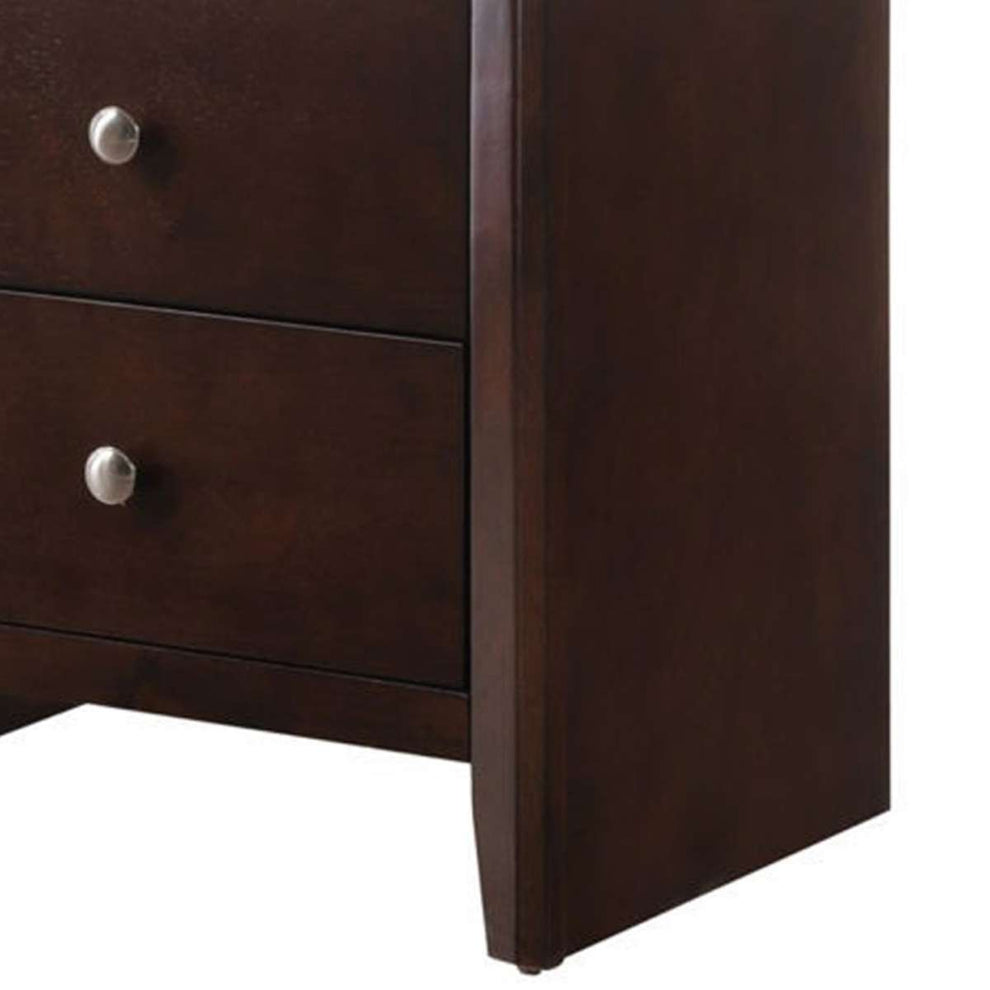 Grained Wooden Nightstand With 2 Drawers And Sled Base, Cherry Brown - Bm215227 By Benzara | Nightstands |  Modishstore  - 2